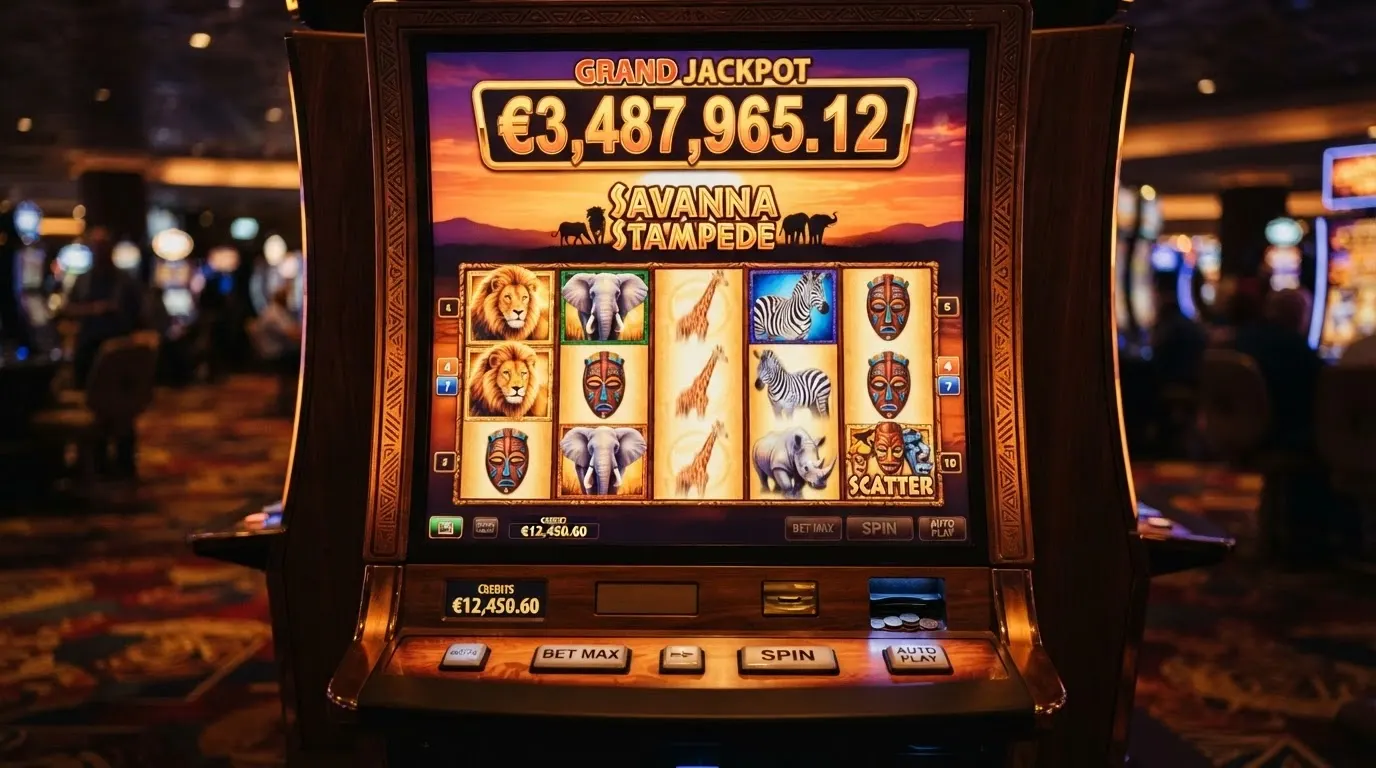 La schermata della slot Mega Moolah con il tema safari africano e il Mega Jackpot in evidenza sopra i rulli
